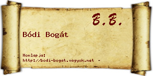 Bódi Bogát névjegykártya